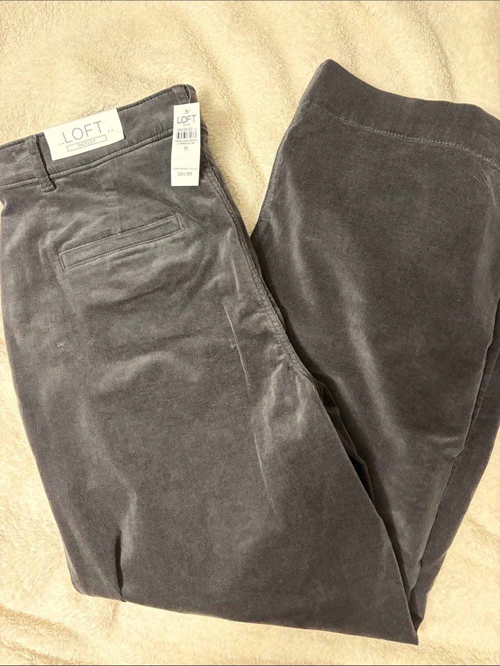 LOFT Outlet Charcoal Gray Corduroy Palmer wide leg pants